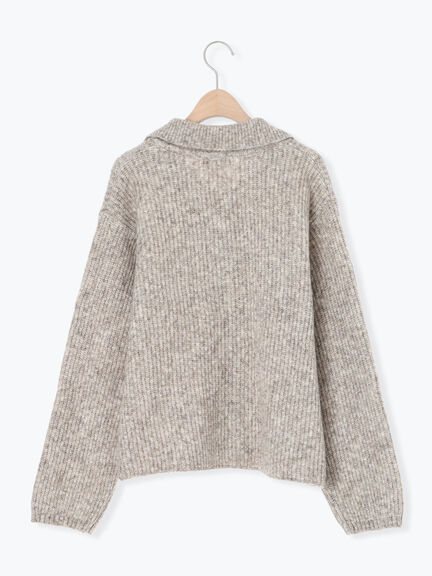 襟付ニットカーディガン（オフホワイト/チャコールグレー/ベージュ/サックスブルー）｜Samansa Mos2（サマンサ モスモス）通販