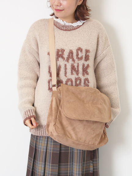 スウェードライクメッセンジャーバッグ（ベージュ/ブラウン）｜Samansa Mos2（サマンサ モスモス）通販