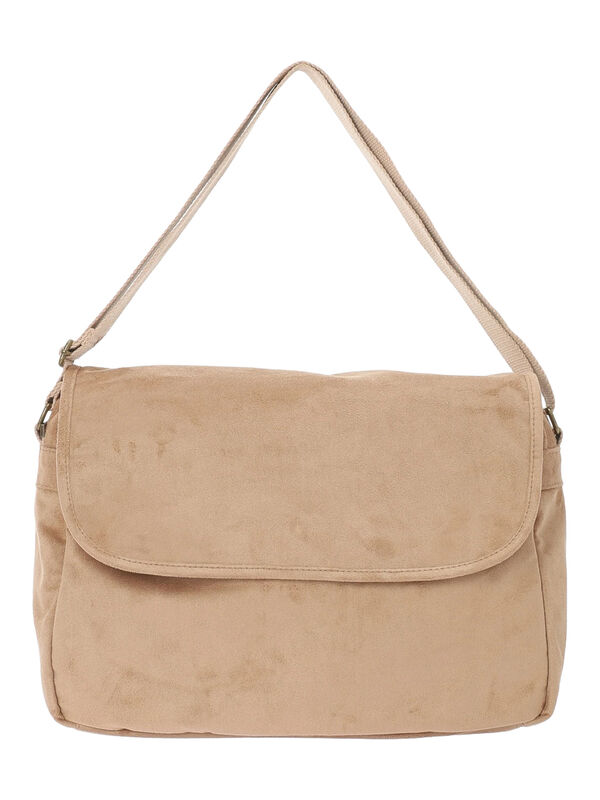 セール】 スウェードライクメッセンジャーバッグ（ベージュ/ブラウン