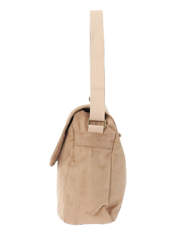 セール】 スウェードライクメッセンジャーバッグ（ベージュ/ブラウン