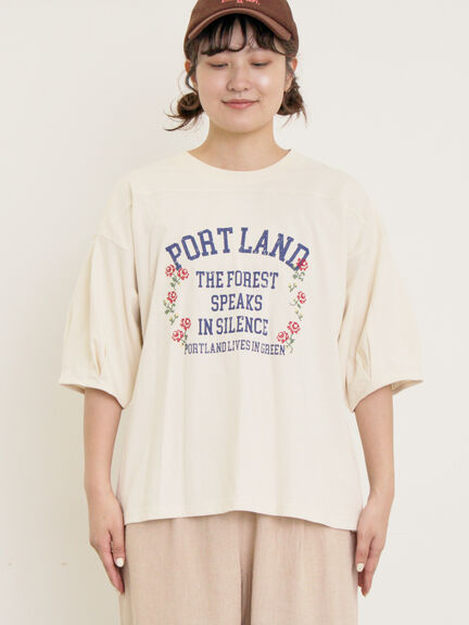 クロス刺繍ロゴプリントTシャツ（オフホワイト/チャコールグレー/ピンク/グリーン）｜Samansa Mos2（サマンサ モスモス）通販