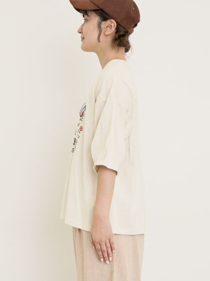 クロス刺繍ロゴプリントTシャツ（オフホワイト/チャコールグレー/ピンク/グリーン）｜Samansa Mos2（サマンサ モスモス）通販