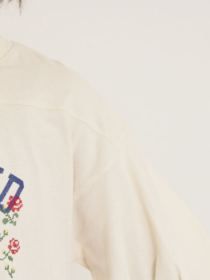 クロス刺繍ロゴプリントTシャツ（オフホワイト/チャコールグレー/ピンク/グリーン）｜Samansa Mos2（サマンサ モスモス）通販
