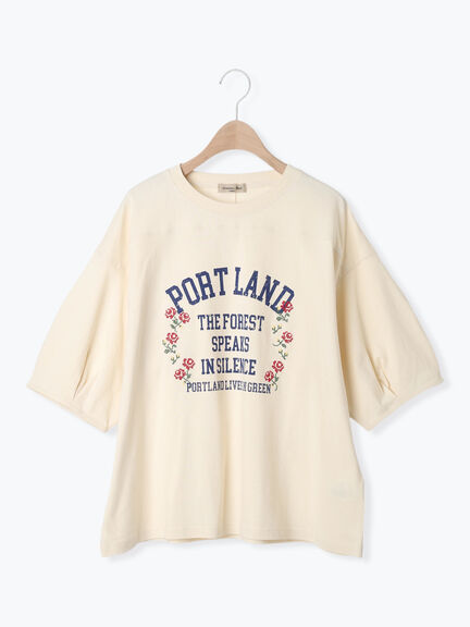 クロス刺繍ロゴプリントTシャツ（オフホワイト/チャコールグレー/ピンク/グリーン）｜Samansa Mos2（サマンサ モスモス）通販