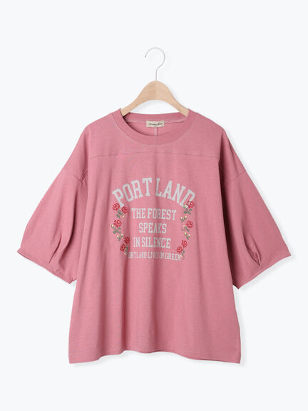 クロス刺繍ロゴプリントTシャツ（オフホワイト/チャコールグレー/ピンク/グリーン）｜Samansa Mos2（サマンサ モスモス）通販
