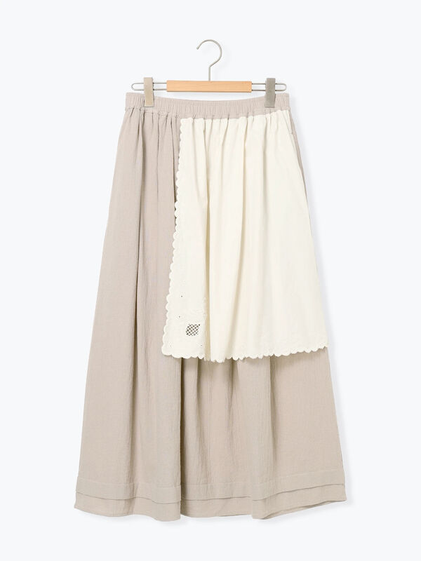 セール】 刺繍クロス付きスカート（チャコールグレー/ブラック