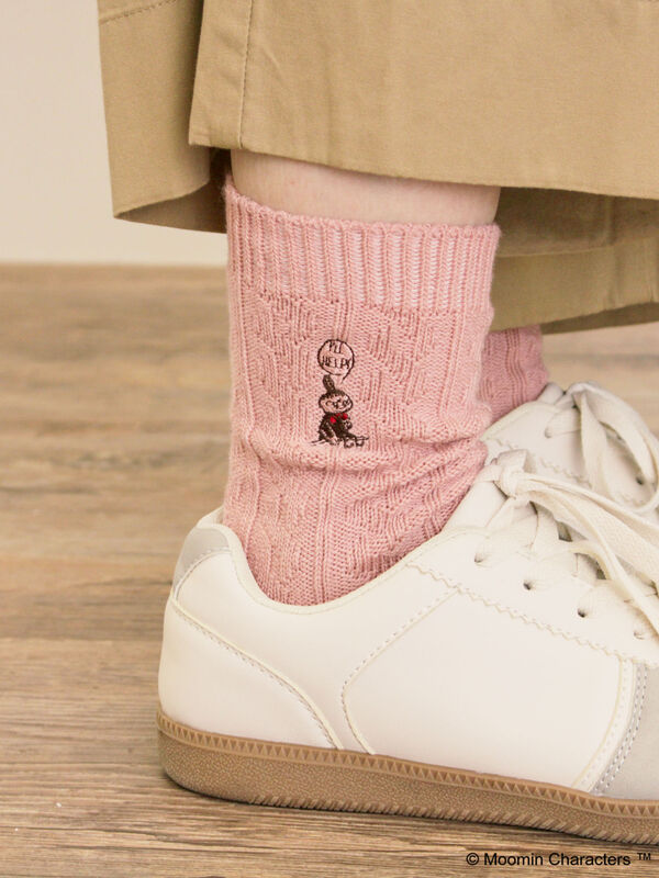 サマンサモスモス 【ムーミン】リトルミィ刺繍ソックス　新品 MOOMIN×Samansa Mos2】リトルミイ刺繍ソックス（ピンク/ベージュ