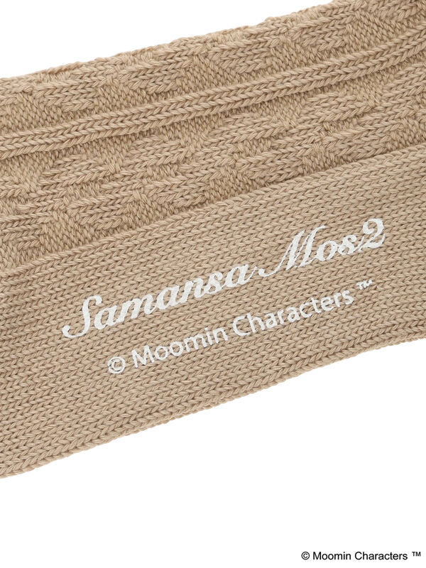 MOOMIN×Samansa Mos2】リトルミイ刺繍ソックス（ピンク/ベージュ