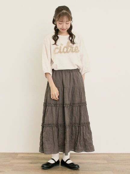 【接触冷感】レースコード刺繍パフスリーブTシャツ（ブラック/ベージュ/キナリ）｜Samansa Mos2（サマンサ モスモス）通販