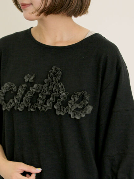 【接触冷感】レースコード刺繍パフスリーブTシャツ（ブラック/ベージュ/キナリ）｜Samansa Mos2（サマンサ モスモス）通販