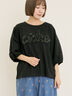 【接触冷感】レースコード刺繍パフスリーブTシャツ（ブラック/ベージュ/キナリ）｜Samansa Mos2（サマンサ モスモス）通販