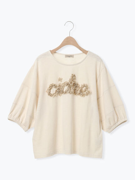 【接触冷感】レースコード刺繍パフスリーブTシャツ（ブラック/ベージュ/キナリ）｜Samansa Mos2（サマンサ モスモス）通販