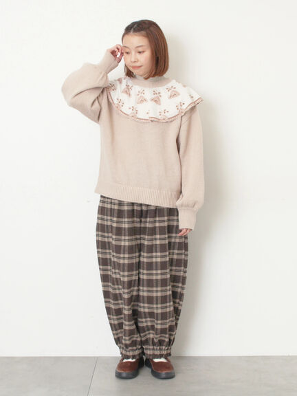 レース貼り前後2WAYニット（チャコールグレー/ベージュ/ブルー）｜Samansa Mos2（サマンサ モスモス）通販