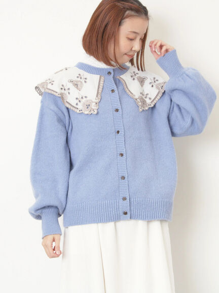 レース貼り前後2WAYニット（チャコールグレー/ベージュ/ブルー）｜Samansa Mos2（サマンサ モスモス）通販