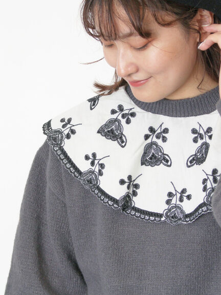 レース貼り前後2WAYニット（チャコールグレー/ベージュ/ブルー）｜Samansa Mos2（サマンサ モスモス）通販