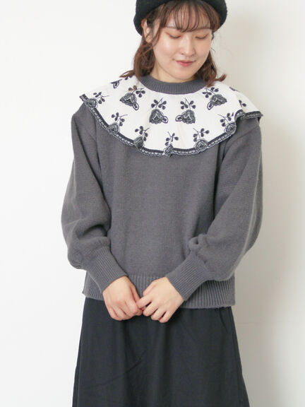 レース貼り前後2WAYニット（チャコールグレー/ベージュ/ブルー）｜Samansa Mos2（サマンサ モスモス）通販