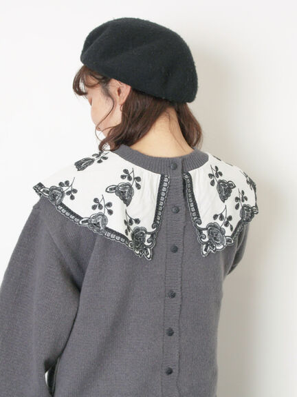 レース貼り前後2WAYニット（チャコールグレー/ベージュ/ブルー）｜Samansa Mos2（サマンサ モスモス）通販