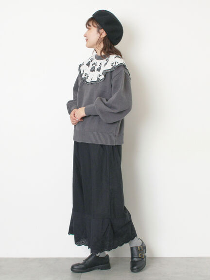 レース貼り前後2WAYニット（チャコールグレー/ベージュ/ブルー）｜Samansa Mos2（サマンサ モスモス）通販