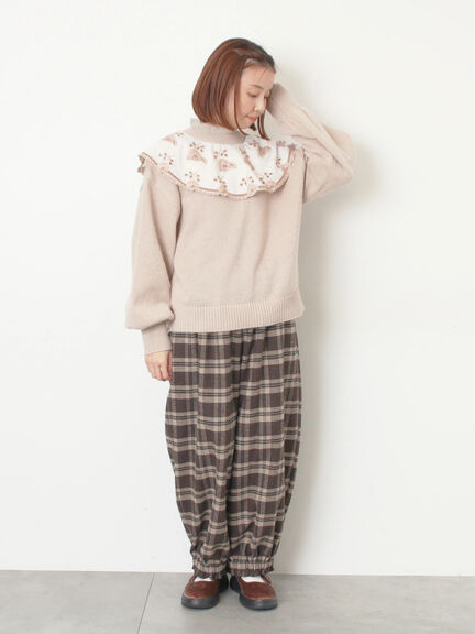 レース貼り前後2WAYニット（チャコールグレー/ベージュ/ブルー）｜Samansa Mos2（サマンサ モスモス）通販