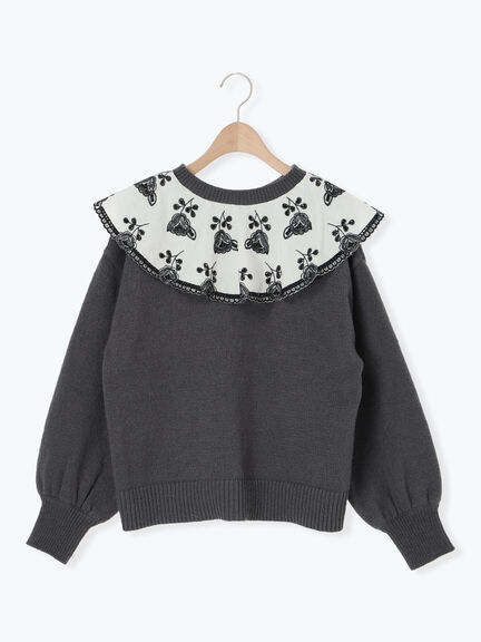 レース貼り前後2WAYニット（チャコールグレー/ベージュ/ブルー）｜Samansa Mos2（サマンサ モスモス）通販