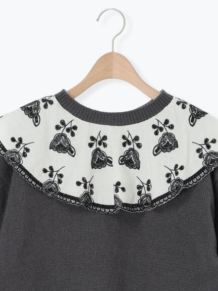 レース貼り前後2WAYニット（チャコールグレー/ベージュ/ブルー）｜Samansa Mos2（サマンサ モスモス）通販