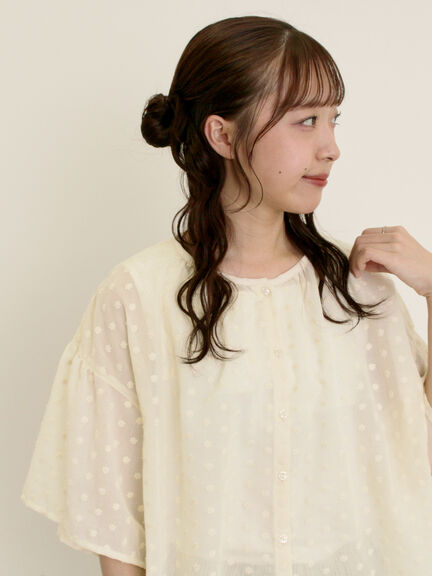 シアー刺繍ブラウス（ブラック/キャメル/キナリ）｜Samansa Mos2（サマンサ モスモス）通販