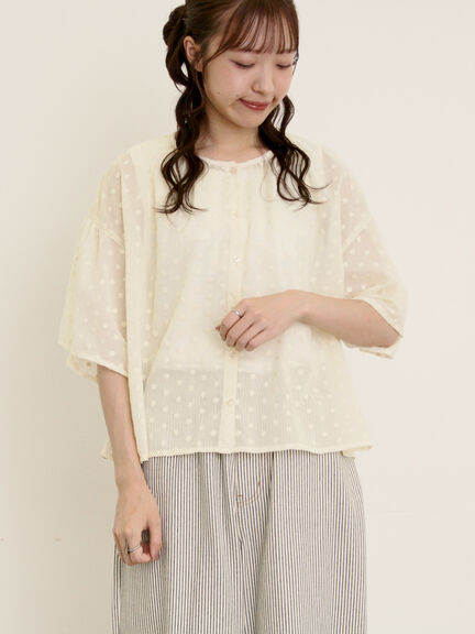 シアー刺繍ブラウス（ブラック/キャメル/キナリ）｜Samansa Mos2（サマンサ モスモス）通販