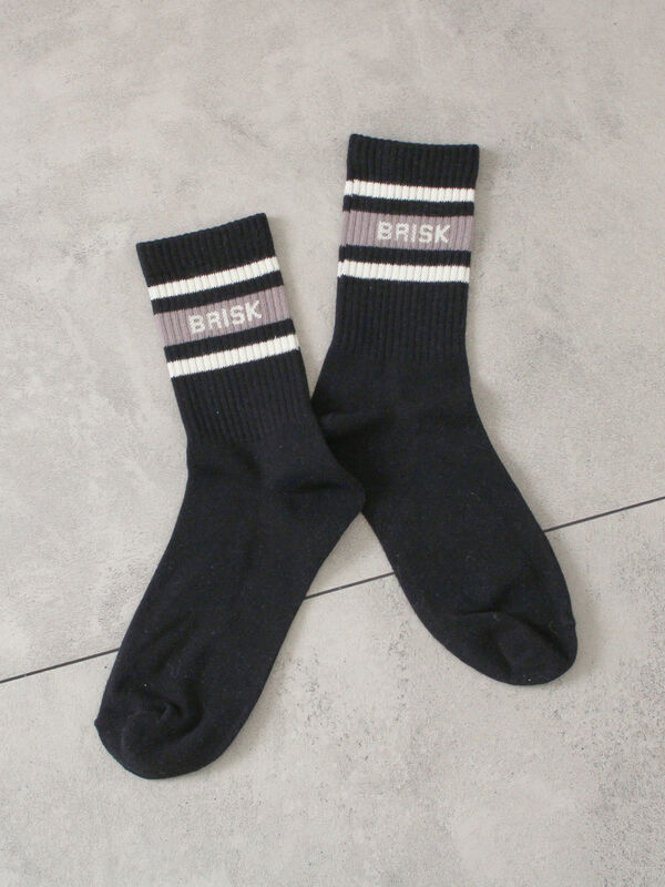 セール】 ロゴラインリブソックス（オフホワイト/ブラック/サックス