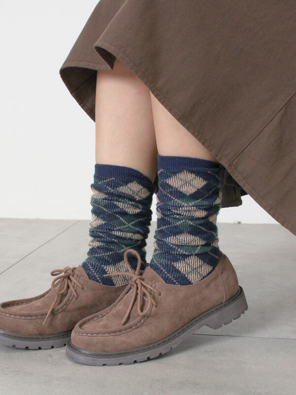 アーガイルハイソックス（グレー/ベージュ/ネイビー）｜Samansa Mos2（サマンサ モスモス）通販