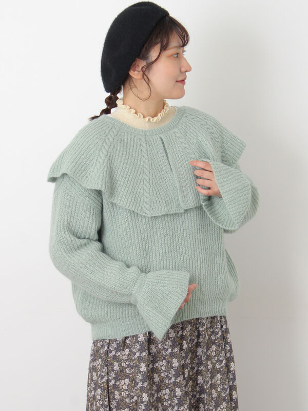 フリルカラーニット（ブラウン/ミント/キナリ）｜Samansa Mos2（サマンサ モスモス）通販