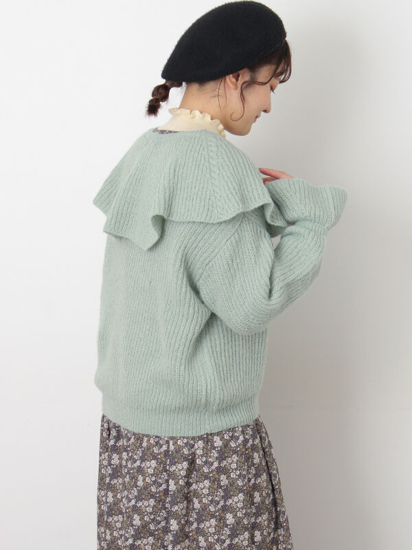 acka【完売アイテム】フリルニット WEB限定価格】Vフリルニットプルオーバー/MAJESTIC LEGON