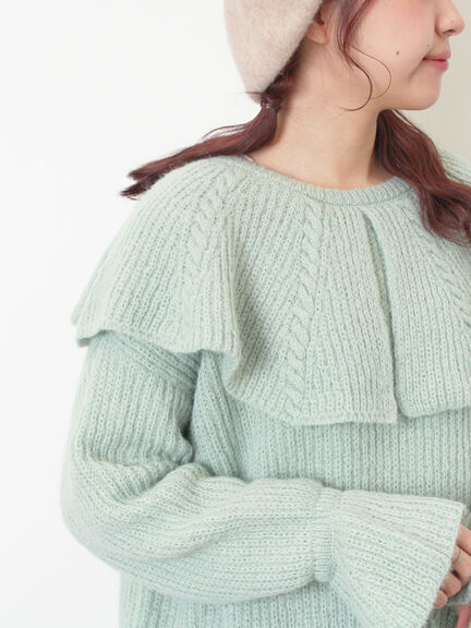 フリルカラーニット（ブラウン/ミント/キナリ）｜Samansa Mos2（サマンサ モスモス）通販