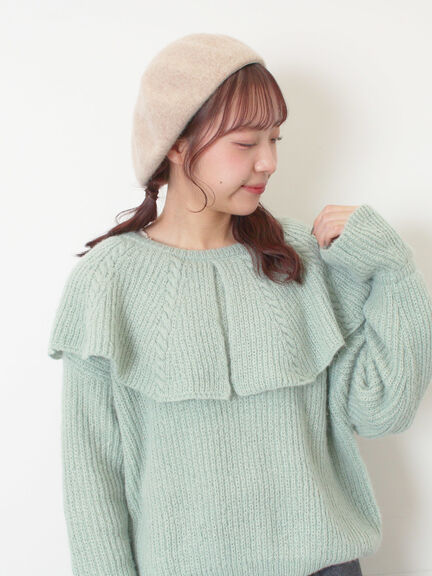 フリルカラーニット（ブラウン/ミント/キナリ）｜Samansa Mos2（サマンサ モスモス）通販