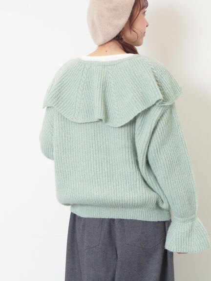 フリルカラーニット（ブラウン/ミント/キナリ）｜Samansa Mos2（サマンサ モスモス）通販