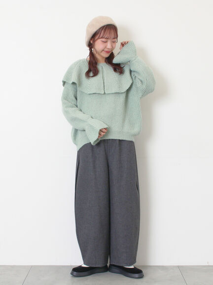 フリルカラーニット（ブラウン/ミント/キナリ）｜Samansa Mos2（サマンサ モスモス）通販