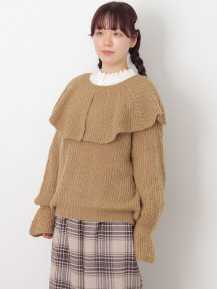 フリルカラーニット（ブラウン/ミント/キナリ）｜Samansa Mos2（サマンサ モスモス）通販