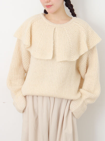 フリルカラーニット（ブラウン/ミント/キナリ）｜Samansa Mos2（サマンサ モスモス）通販