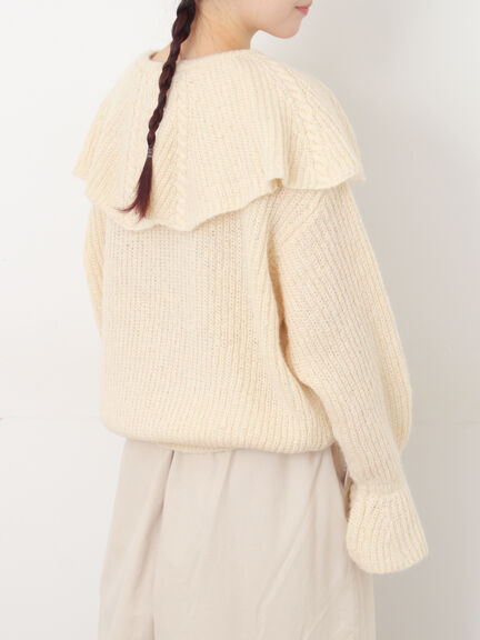 フリルカラーニット（ブラウン/ミント/キナリ）｜Samansa Mos2（サマンサ モスモス）通販