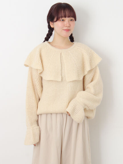 フリルカラーニット（ブラウン/ミント/キナリ）｜Samansa Mos2（サマンサ モスモス）通販