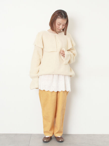 フリルカラーニット（ブラウン/ミント/キナリ）｜Samansa Mos2（サマンサ モスモス）通販