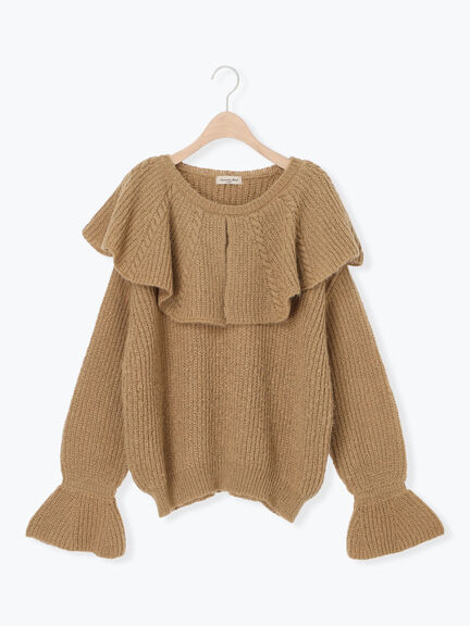 フリルカラーニット（ブラウン/ミント/キナリ）｜Samansa Mos2（サマンサ モスモス）通販