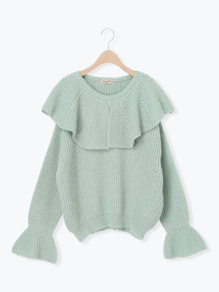 フリルカラーニット（ブラウン/ミント/キナリ）｜Samansa Mos2（サマンサ モスモス）通販