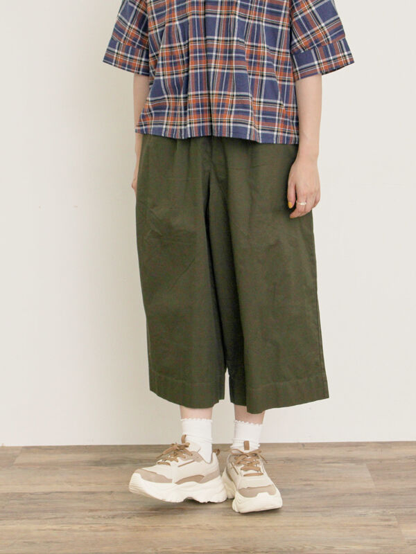 セール】 チノギャザーキュロット（ブラック/ベージュ/カーキ/ボトムス