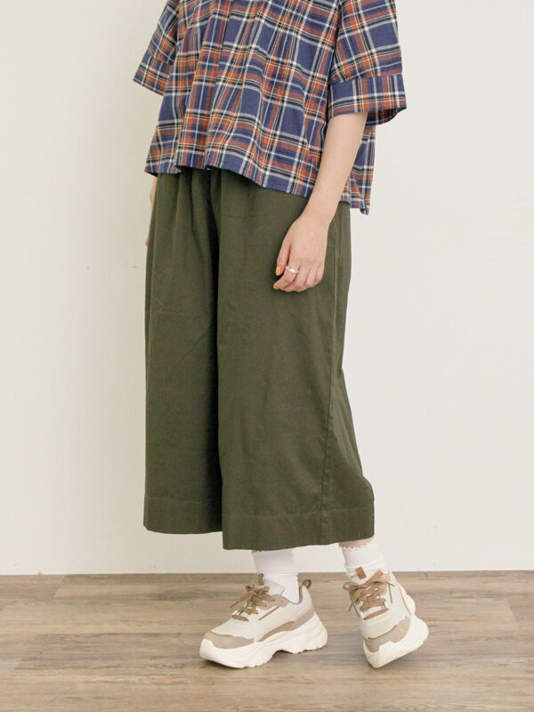 セール】 チノギャザーキュロット（ブラック/ベージュ/カーキ/ボトムス