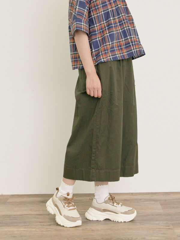 セール】 チノギャザーキュロット（ブラック/ベージュ/カーキ/ボトムス