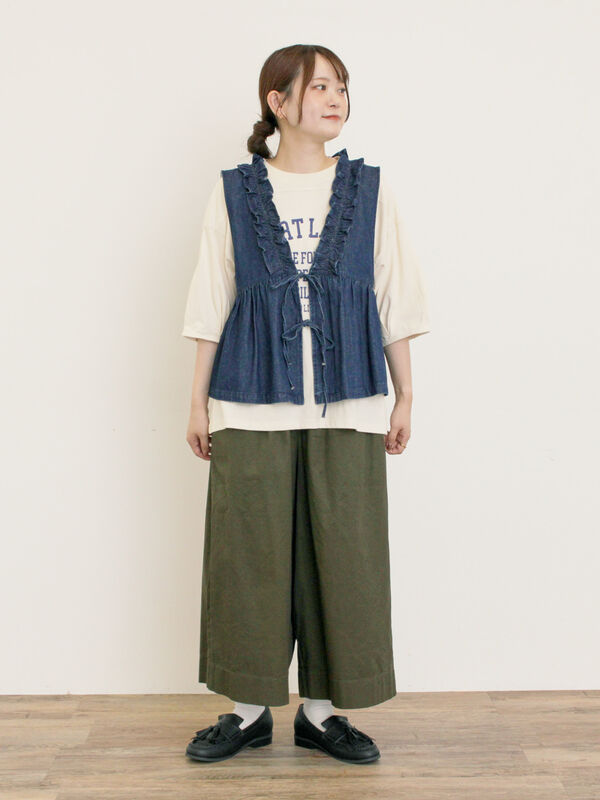 セール】 チノギャザーキュロット（ブラック/ベージュ/カーキ/ボトムス