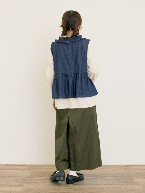 セール】 チノギャザーキュロット（ブラック/ベージュ/カーキ/ボトムス