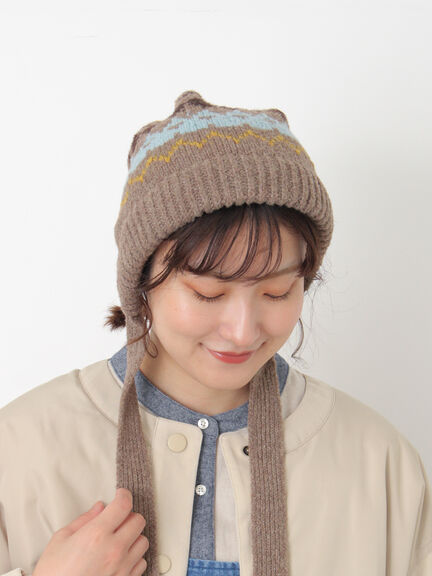 【消臭効果】ジャガードニット帽（ベージュ/モカ）｜Samansa Mos2（サマンサ モスモス）通販