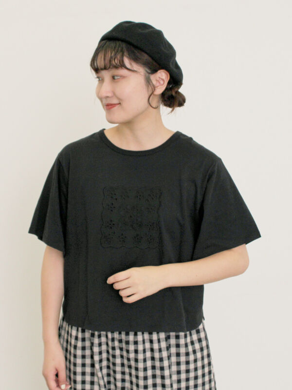 ◎レース刺繍Tシャツ（ブラック）｜Samansa Mos2（サマンサ モスモス）通販