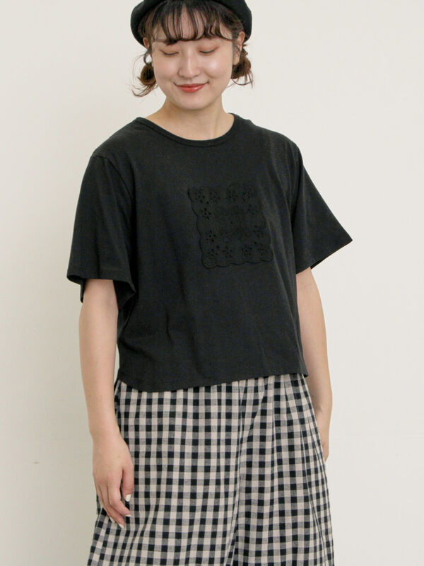 shimonerocha カットソー　Aライン　半袖　パール　刺繍　レース　S 未使用 Simone Rocha シモーネロシャ Aライン パールデザイン 半袖